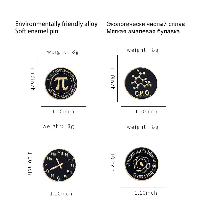 Atomic Pi Science Enamel Pins | Trendy Metal Brooches