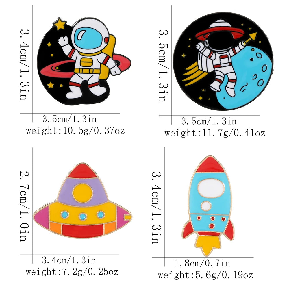 Golden Spacewalker Enamel Pin | Funny Astronaut & Rocket Ship Badge
