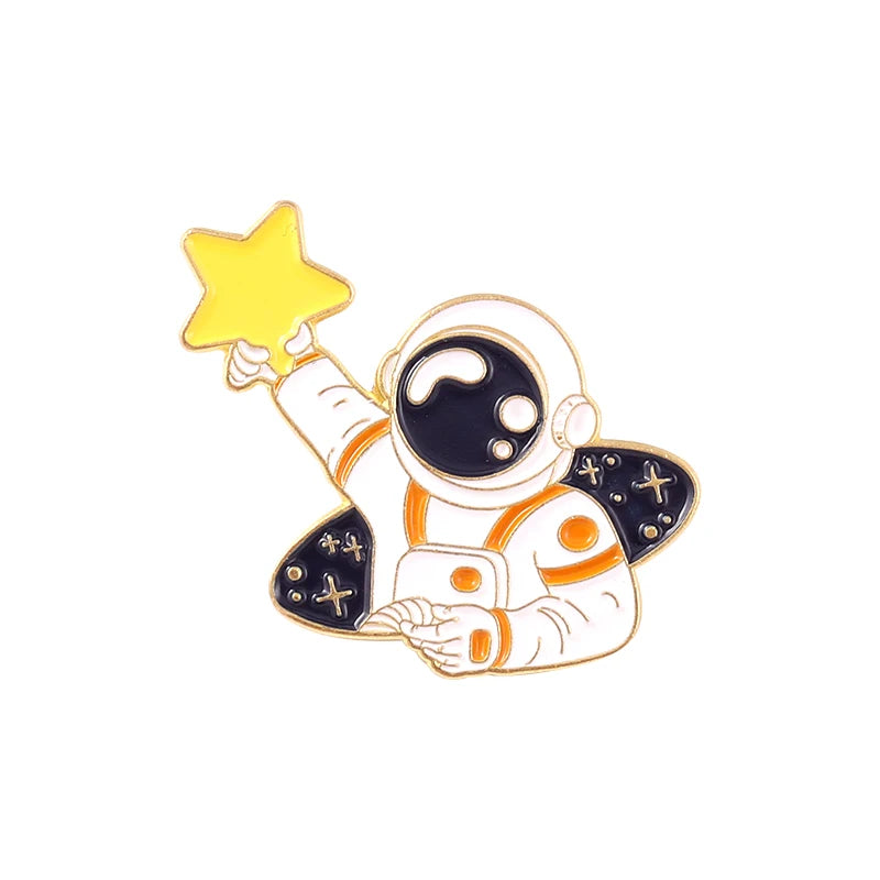 Cosmic Voyager Enamel Pin Collection | Astronaut & Galaxy Metal Brooches