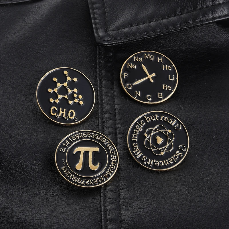 Atomic Pi Science Enamel Pins | Trendy Metal Brooches