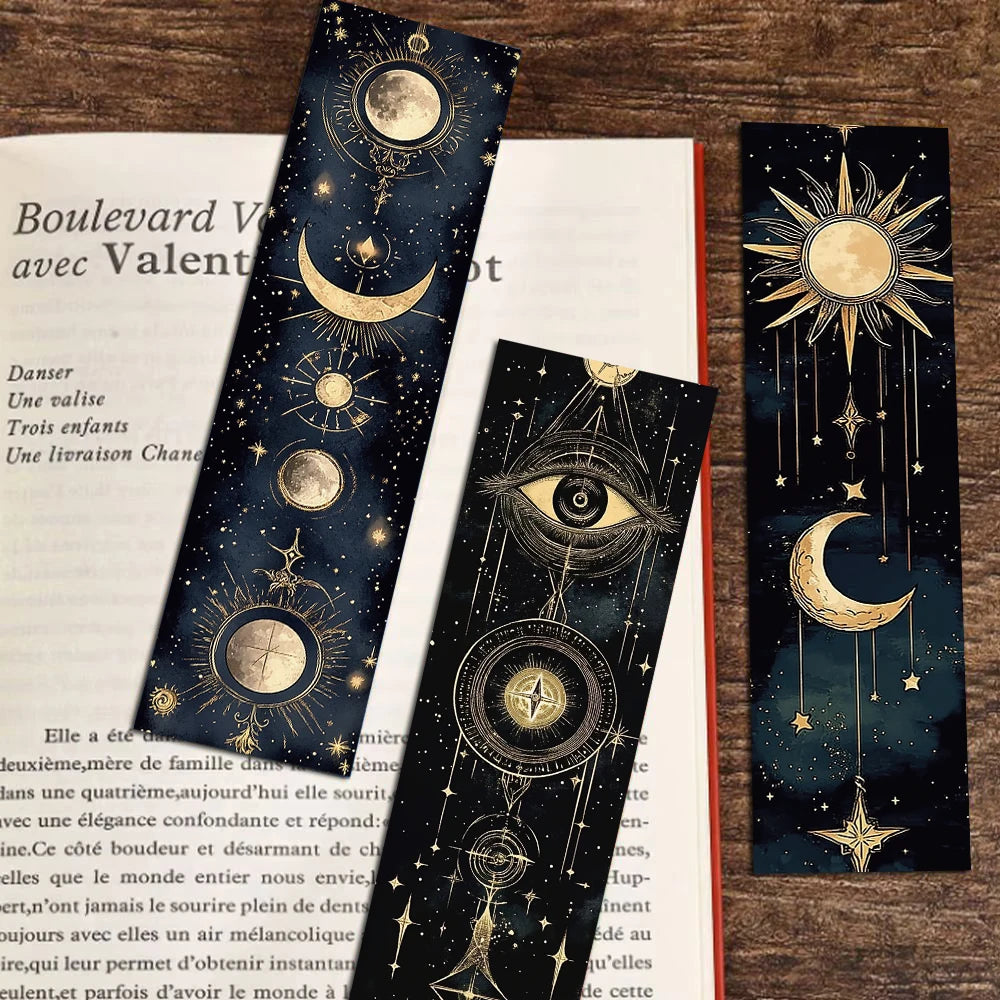 30-Piece Vintage Celestial Body Bookmark Set | Durable PVC Space Art