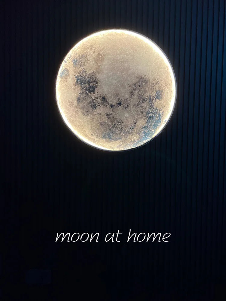 3D Moon Surface Wall Lamp | 24" LED Night Light & Modern Living Room Decor
