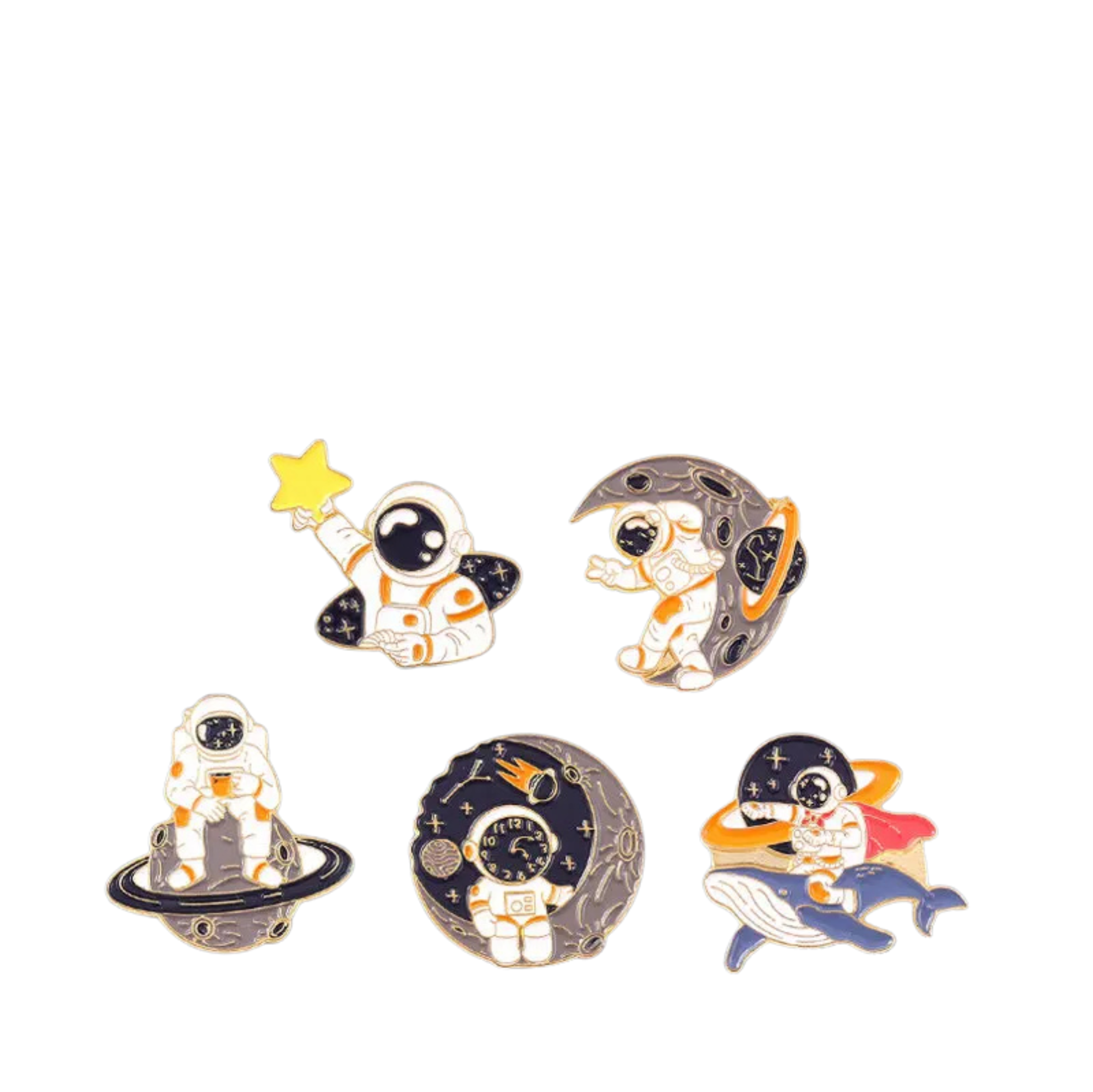 Cosmic Voyager Enamel Pin Collection | Astronaut & Galaxy Metal Brooches