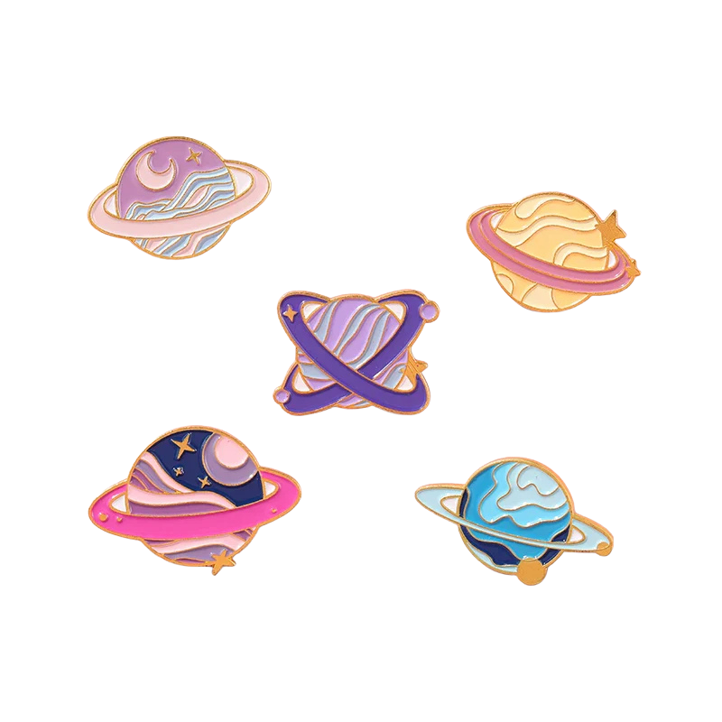 Star Sky Galaxy Enamel Pins – Romantic Cosmic Planet & Star Badges