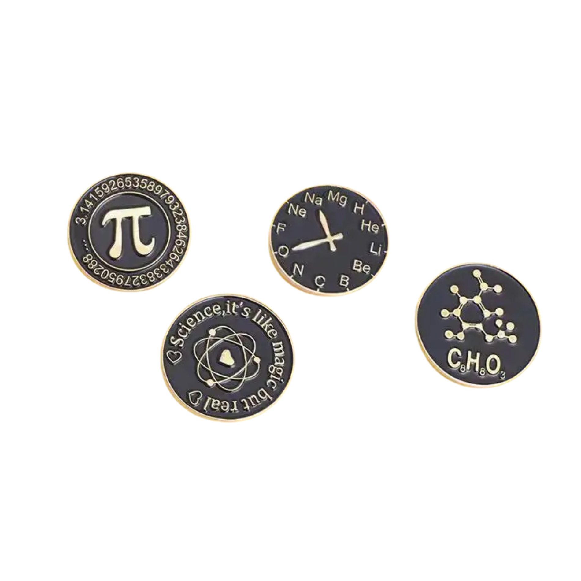 Atomic Pi Science Enamel Pins | Trendy Metal Brooches