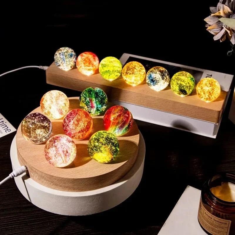 Colorful Glass Star & Planet Ball | Luminous Cosmic Home Décor