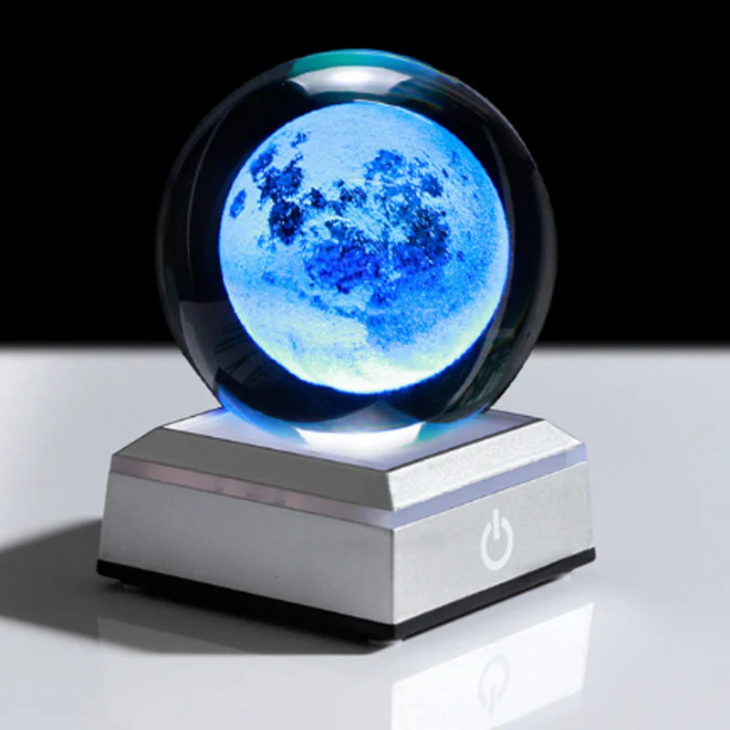 3D Laser Engraved Planet Ball Premium Crystal Glass | Desktop Decor & Photography Prop