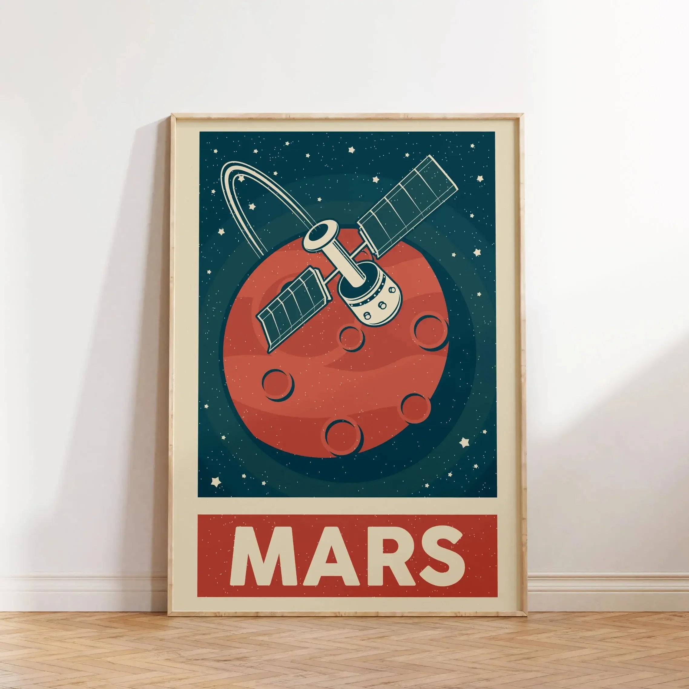 Retro Solar System Canvas Wall Art | Astronaut & Moon