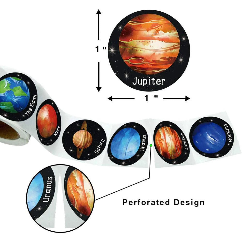 Solar System Planet Stickers 100-500 Pieces | Outer Space Reward Labels