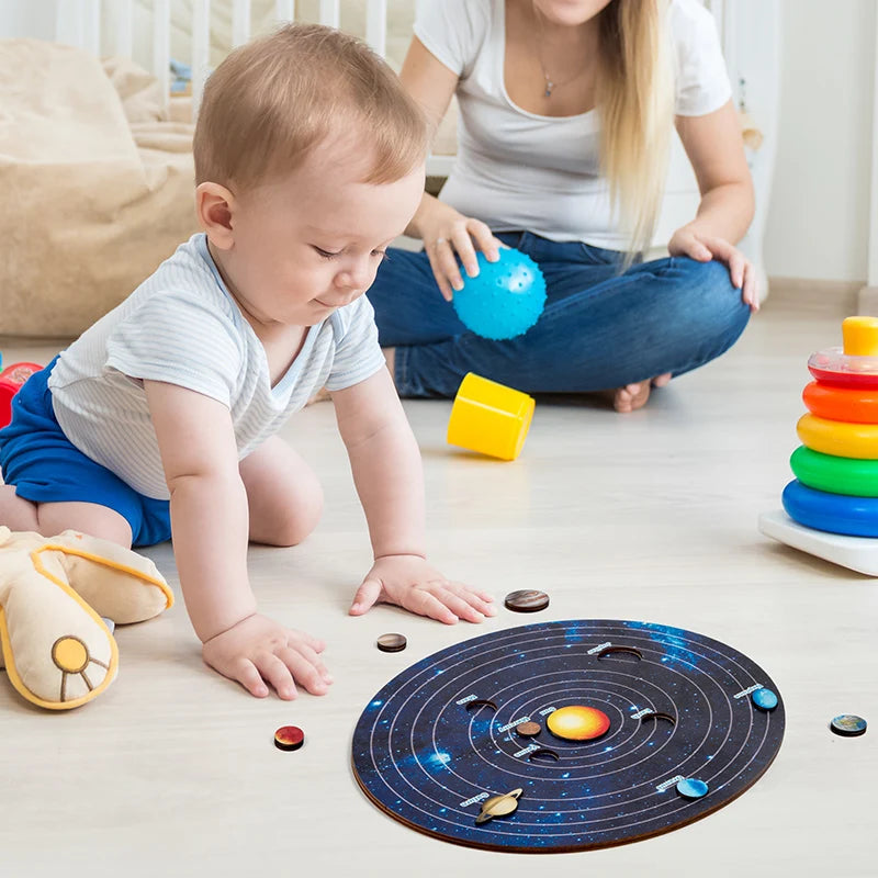 Wooden Solar System Board Montessori Astronomy Toy | Children's Learning Puzzle