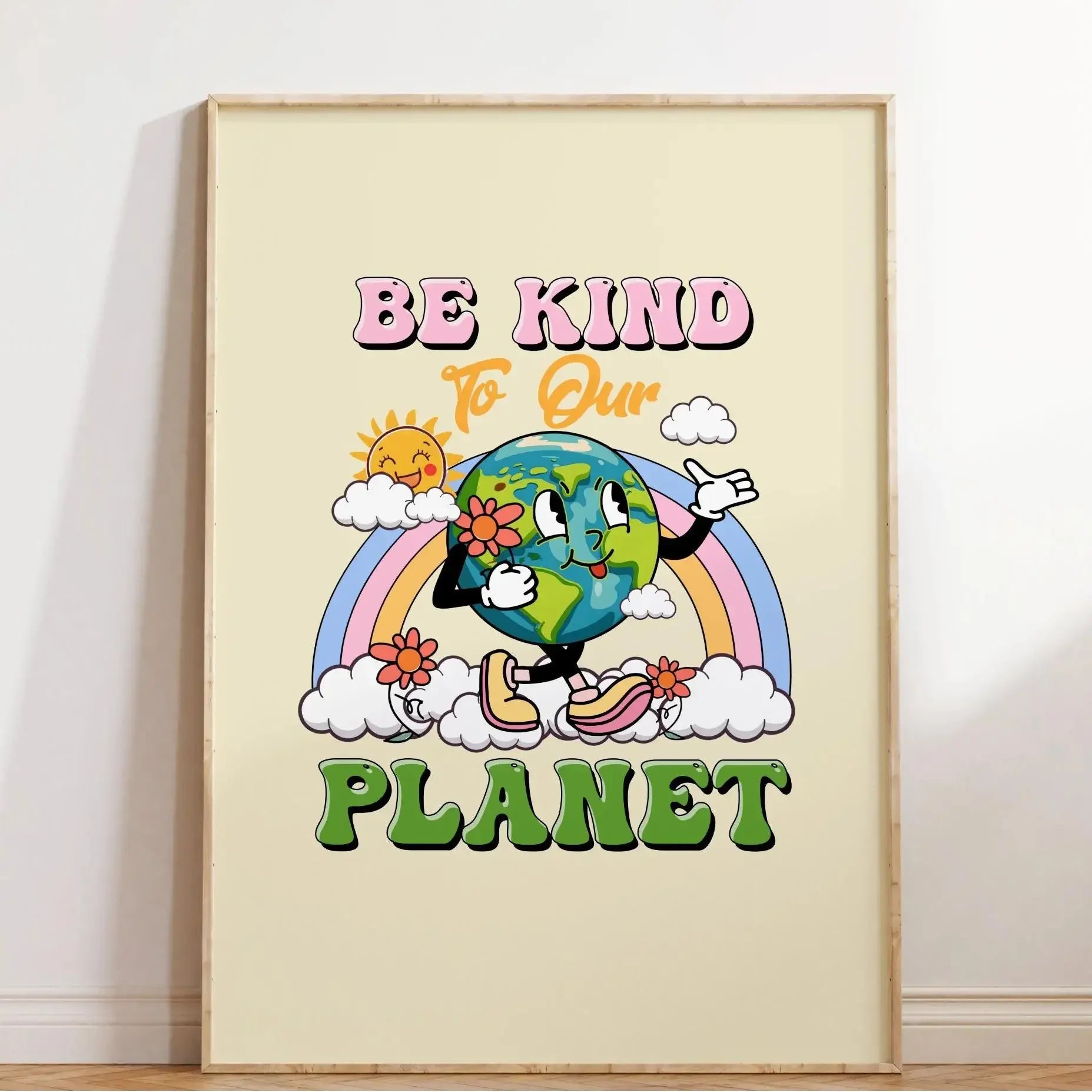 Retro Solar System Canvas Wall Art | Astronaut & Moon