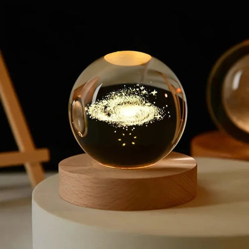 6cm 3D Crystal Ball LED Night Light | Solar System Décor