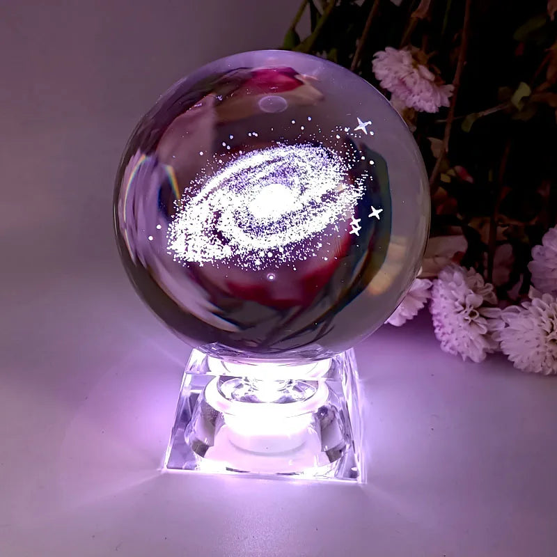 3D Laser Engraved Planet Ball Premium Crystal Glass | Desktop Decor & Photography Prop