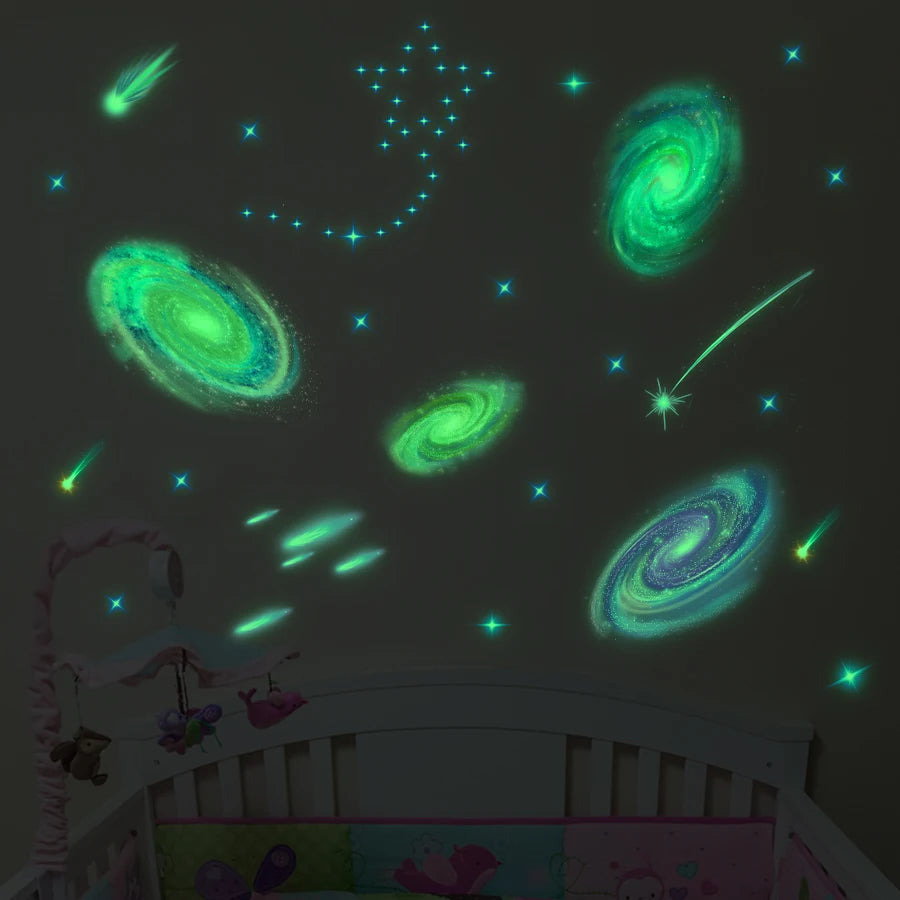 Green Glow-in-the-Dark Solar System Stickers | Astronomy Room Decor