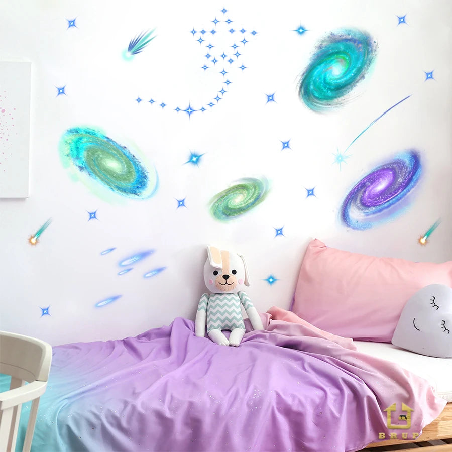 Green Glow-in-the-Dark Solar System Stickers | Astronomy Room Decor