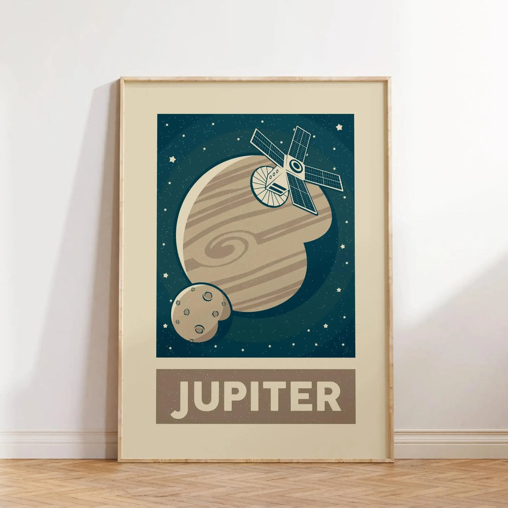 Retro Solar System Canvas Wall Art | Astronaut & Moon