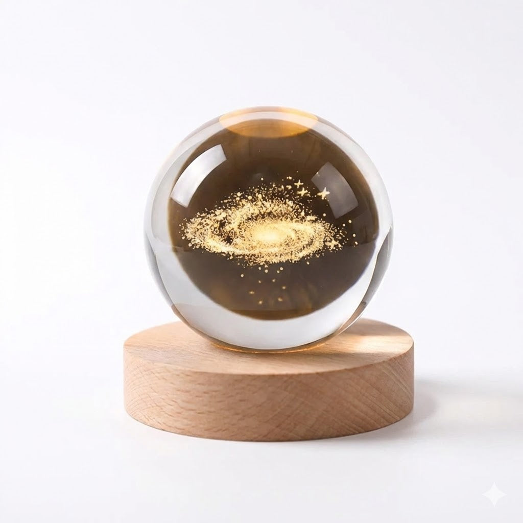 6cm 3D Crystal Ball LED Night Light | Solar System Décor